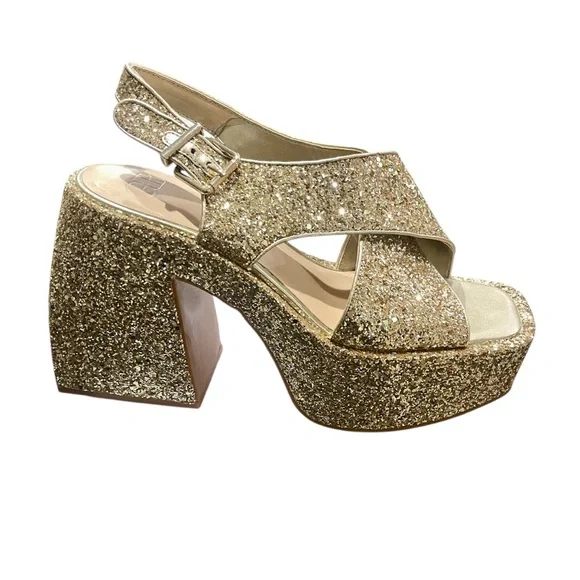 Dolce Vita | Shoes | Dolce Vita Glitter Platform Dress Buckle Gael Saddle  Suede Sandals In Gold Sz | Poshmark